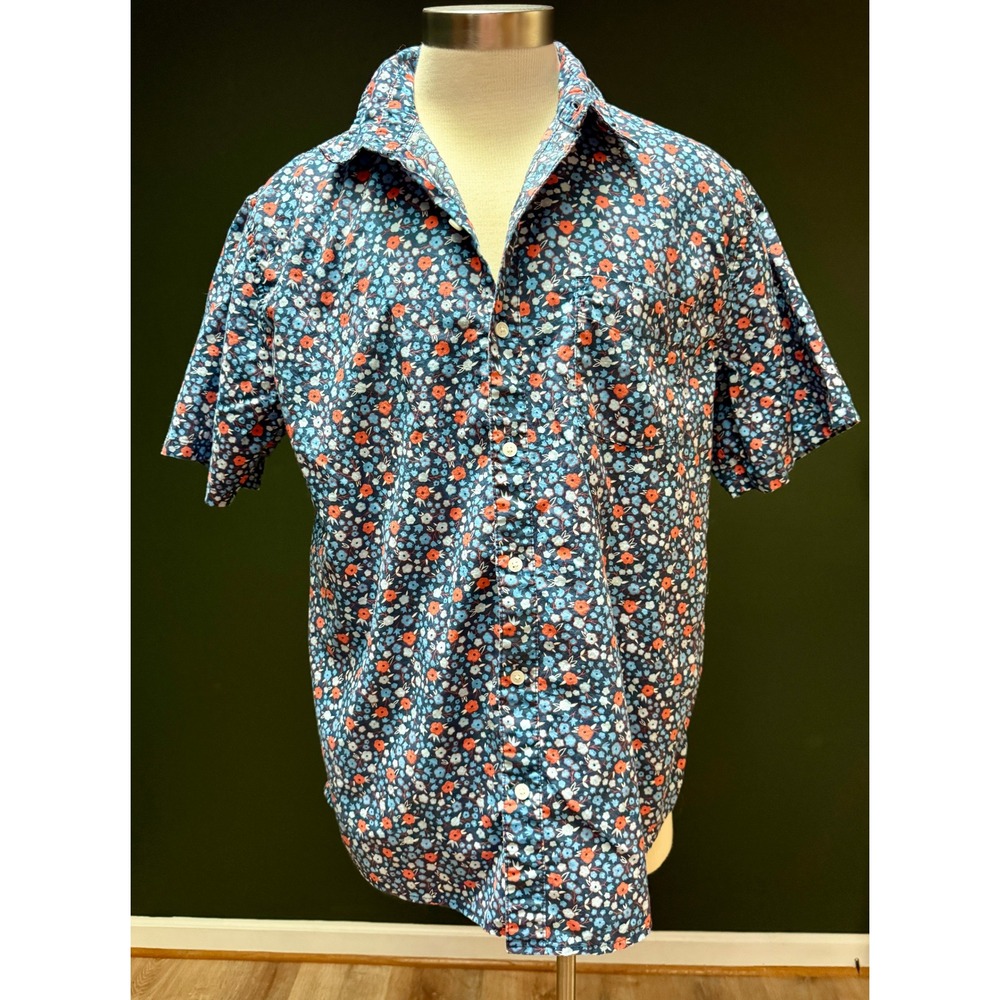 Free Assembly Floral Print Button Up Short Sleeve Casual Men's Shirt Size L